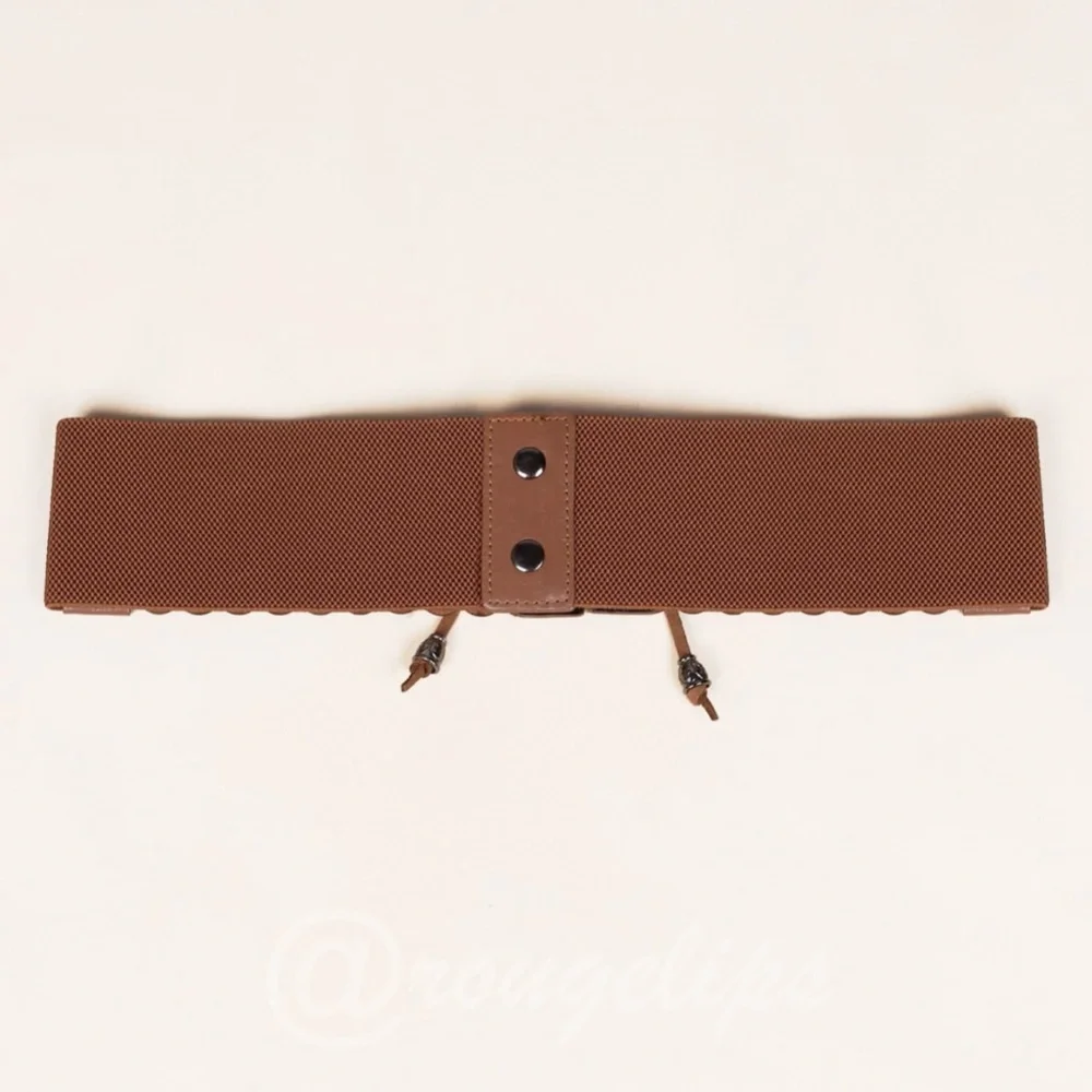 PU Wide Corset Laser Cut Hollow Out Brown Belt Boho - Picture 4 of 6